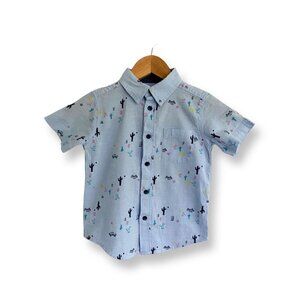 Wonder Nation Boy's Button Down Short Sleeve Shirt. Size XS (4-5). Fun Design